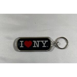 I Love NY Keychain New York City Souvenir Black Plastic Key Ring Travel Memento